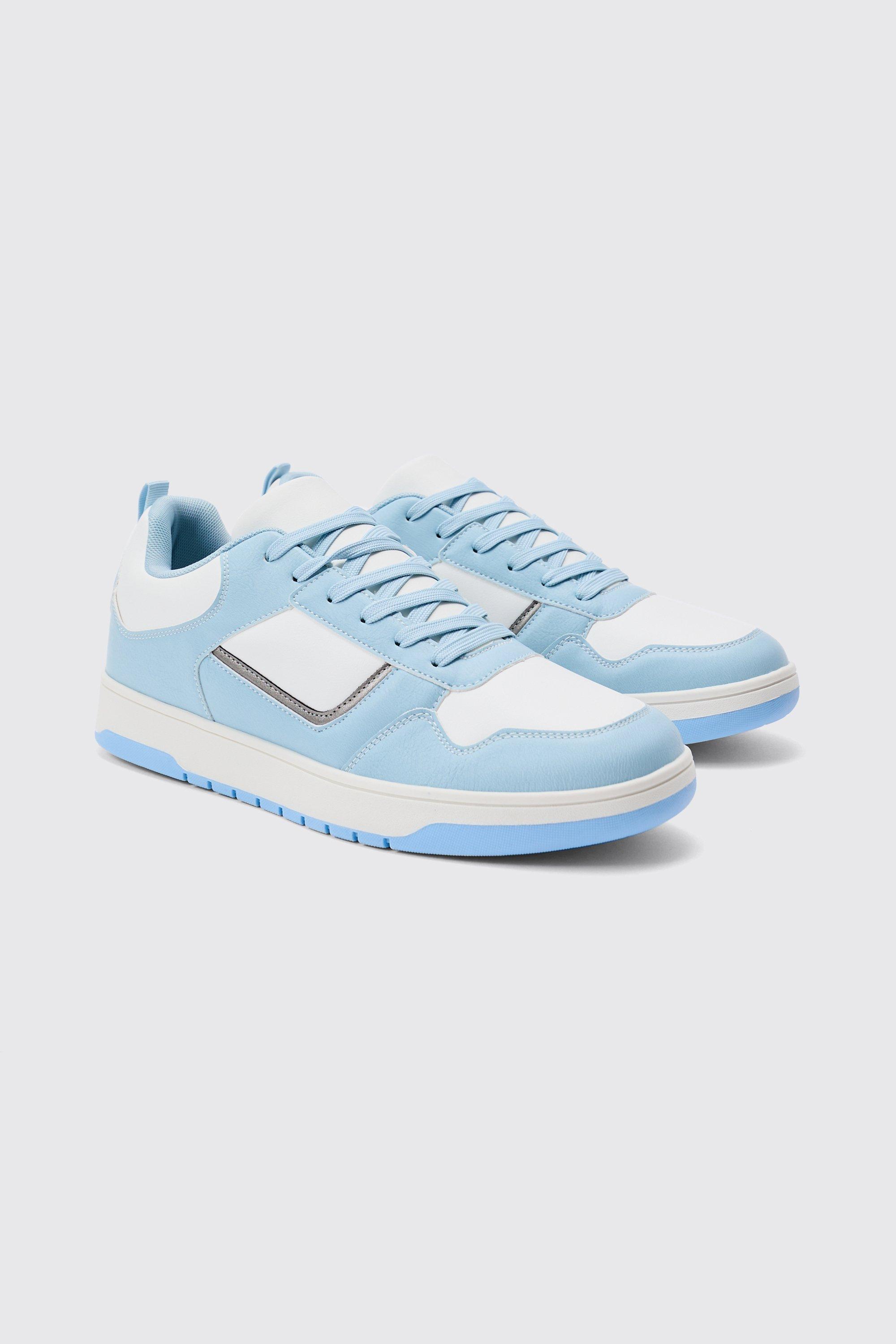 Mens Contrast Chunky Trainer In Light Blue, Blue